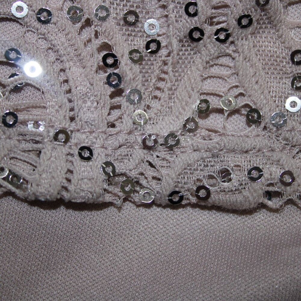 Dress Barn Sz 10 Mauve Lavender Silver Sequin Lined Eyelets Nylon Dress - Picture 9 of 16